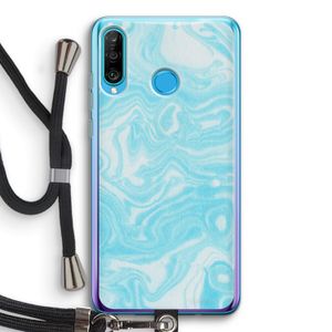 Waterverf blauw: Huawei P30 Lite Transparant Hoesje met koord
