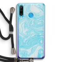 Waterverf blauw: Huawei P30 Lite Transparant Hoesje met koord