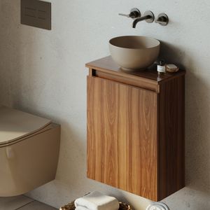 Fontana Bano toiletmeubel walnoot 40x22cm met waskom in taupe