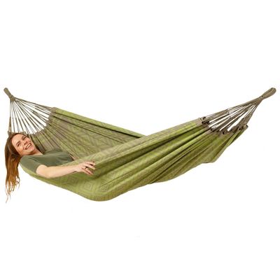 Eenpersoons hangmat - 300x140cm - Groen - 120kg draagkracht- 100% katoen - binnen & buiten