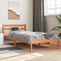 Bedframe zonder matras massief grenenhout wasbruin 90x200 cm