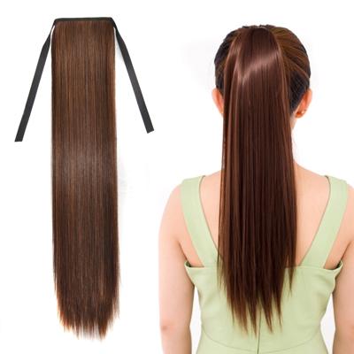 Natuurlijke lange rechte haren paardenstaart bandage-stijl pruik paardenstaart voor vrouwen lengte: 60cm (Flaxen)