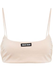 Miu Miu haut crop à patch logo - Tons neutres