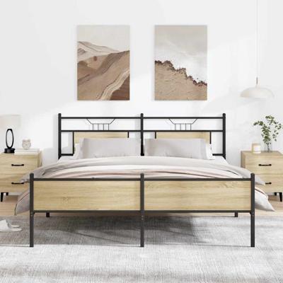 Bedframe zonder matras metaal sonoma eikenkleurig 180x200 cm