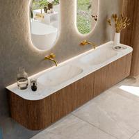 Mondiaz KURVE-DLUX 200 cm Onderkast Greeploos 2 Lades Met Deuren Walnut, Wastafel Solid Surface Dubbel Opalo 0 Kraangaten Zonder Spiegel (KRVSTS200L+R2L2D0KD-Wal/Opa) Mondiaz KURVE-DLUX 200 cm Onderkast Greeploos 2 Lades Met Deuren Walnut, Wastafel Solid Surface Dubbel Opalo 0 Kraangaten Zonder Spiegel (KRVSTS200L+R2L2D0KD-Wal/Opa)
