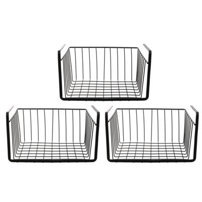 Hangmand voor kast - 3x - metaal - 26 x 14 x 26 cm - zwart - kastmandje - opbergers