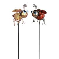 Luxform - Solar - 1x Bij en 1x Lieveheersbeestje op tuinsteker - mix van 2 stuks - Werkend op zonne energie