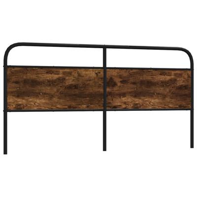 Hoofdbord 190 cm staal en bewerkt hout gerookt eikenkleurig