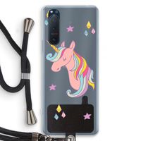 Roze eenhoorn: Sony Xperia 5 II Transparant Hoesje met koord