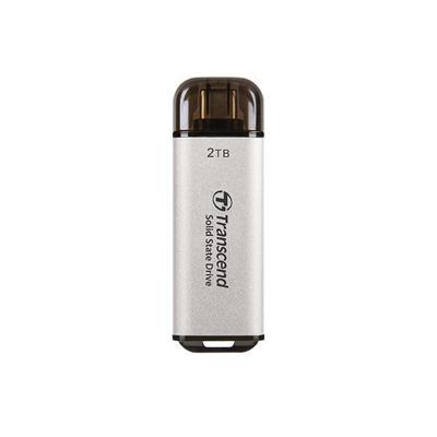 Transcend ts2tesd300s esd300s external ssd, 2 tb, usb type-c, 10gbps, 1050/ 950 mb/s, silver