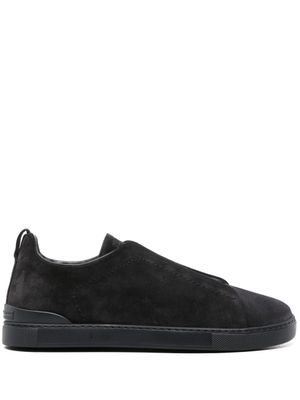 Zegna baskets Triple Stitch en daim - Bleu