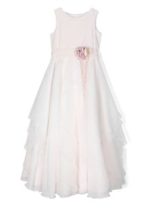 Mimilù robe longue à fleurs appliquées - Rose