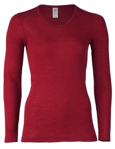 Dames Shirt Lange Mouw Zijde Wol Engel Natur Kleur Bordeauxrood Maat 38/40 - Medium