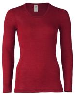 Dames Shirt Lange Mouw Zijde Wol Engel Natur Kleur Bordeauxrood Maat 38/40 - Medium