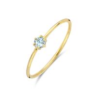 14k Geelgouden Ring met Aquamarijn Maart Geboortesteen - 4mm