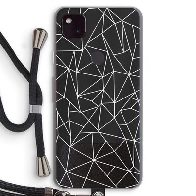 Geometrische lijnen wit: Pixel 4a 5G Transparant Hoesje met koord
