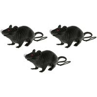 3x Horror decoratie ratten zwart 22 cm