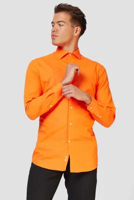Opposuits Basic Overhemd Oranje Heren