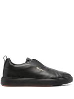 Santoni round-toe leather sneakers - Noir - thumbnail