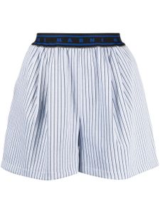 Marni short rayé à bande logo - Bleu