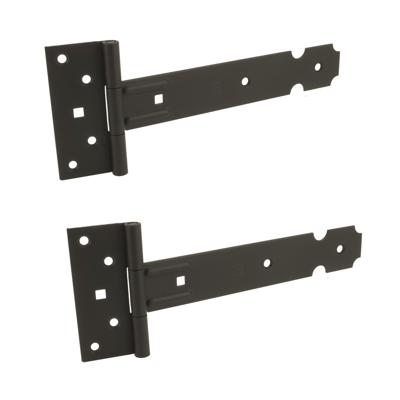 Poort scharnier - 4x - zwart - 40 x 3,5 cm - staal epoxy - hekwerk/kruisheng scharnieren