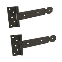 Poort scharnier - 4x - zwart - 40 x 3,5 cm - staal epoxy - hekwerk/kruisheng scharnieren