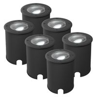 Set van 6 Lilly dimbare LED Grondspot - Kantelbaar - Overrijdbaar - Rond - 6500K daglicht wit - IP67 waterdicht - 3 jaar garantie - Zwart Grondspot bu