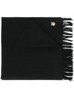 Maison Kitsuné écharpe frangée à patch logo - Noir