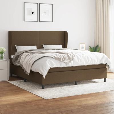 Boxspring met matras stof donkerbruin 180x200 cm