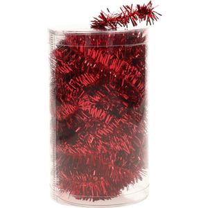 1x stuks folie tinsel slingers/guirlandes rood 20 meter kerstslingers