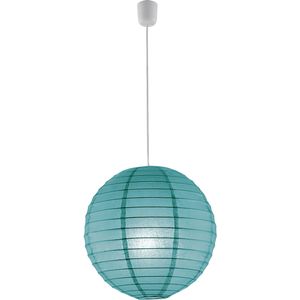 LED Hanglamp - Hangverlichting - Trion Ponton - E27 Fitting - Rond - Mat Turquoise - Papier