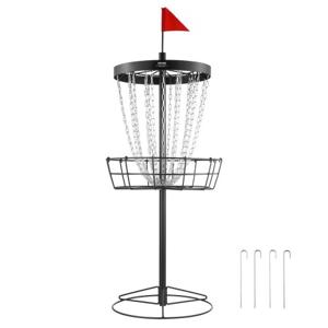 VEVOR Disc Golf Basket, Disc Golf Schijven Set met 24 Kettingen, 8mm Heavy Duty Steel Practice Disc Golf Target, Disc Golf Place Basket Outdoor/Indoor, Disc Golf Basket Stand Equipment, Zwart