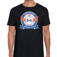 Zwart vrijgezellenfeest drinking team t-shirt blauw oranje heren - thumbnail