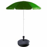 Groen strand/tuin basic parasol van nylon 200 cm + parasolvoet antraciet rotan - thumbnail