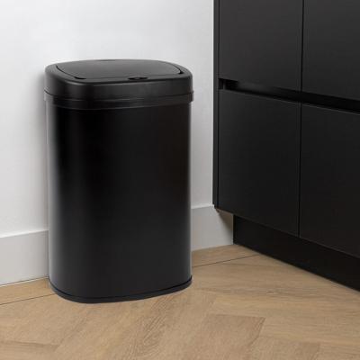 BluMill Sensor Prullenbak 50L, zwarte prullenbak met sensor
