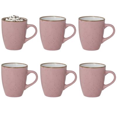 Gerimport Koffie / thee mok Sweets - 6x stuks - roze - 350 ml - keramiek