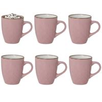 Gerimport Koffie / thee mok Sweets - 6x stuks - roze - 350 ml - keramiek