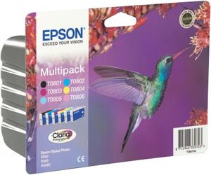 Epson Hummingbird T080740 Multipack Ink Cartridge inktcartridge Origineel Zwart, Cyaan, Lichtyaan, Lichtmagenta, Magenta, Geel