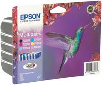 Epson Hummingbird T080740 Multipack Ink Cartridge inktcartridge Origineel Zwart, Cyaan, Lichtyaan, Lichtmagenta, Magenta, Geel - thumbnail