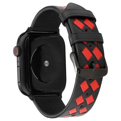 Voor Apple Watch Series 5 & 4 40mm/3 & 2 & 1 38mm geweven patroon lederen riem (zwart rood)