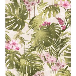 DUTCH WALLCOVERINGS DUTCH WALLCOVERINGS Behang Paradiso groen en roze