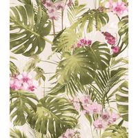 DUTCH WALLCOVERINGS DUTCH WALLCOVERINGS Behang Paradiso groen en roze - thumbnail