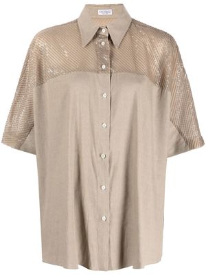 Brunello Cucinelli t-shirt à sequins brodés - Tons neutres