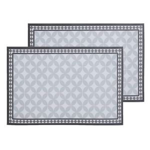 Set van 6x stuks rechthoekige placemats mozaiek grijs vinyl 45 x 30 cm - Placemats