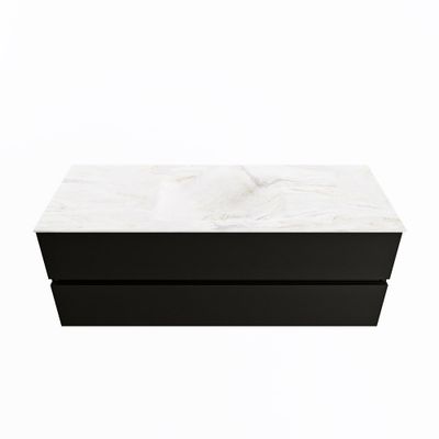 MONDIAZ VICA-DLUX 130cm badmeubel onderkast Urban 2 lades. Inbouw wastafel CLOUD midden zonder kraangat, kleur Ostra.