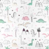 Differnz Dino douchegordijn 100% polyester - verzwaarde onderzoom - 180 x 200 cm - multi