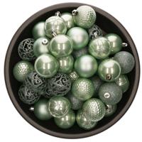 Bellatio Decorations kerstballen - 37x st - mintgroen - 6 cm - kunststof - thumbnail