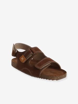 Sandalen met klittenband van leer voor kinderen kameel