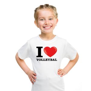 Wit I love volleybal t-shirt kinderen S (122-128)  -