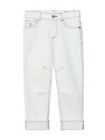 Brunello Cucinelli Kids jean droit à détails de coutures - Blanc Brunello Cucinelli Kids jean droit à détails de coutures - Blanc